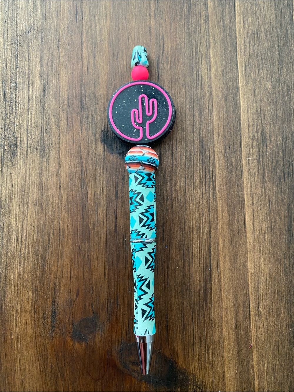 Turquoise & Pink Cactus Beaded Ballpoint Pen - Women Accessories